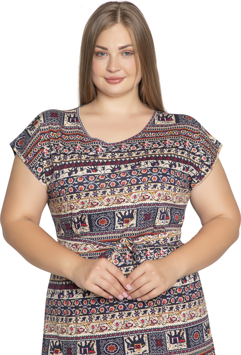 Женская ночная рубашка-туника из модала Vıshenka с коротким рукавом / Плюс размер