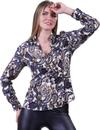 Женская рубашка Exve Exclusive с узором пейсли бежевого, темно-синего и коричневого цветов из вискозы.