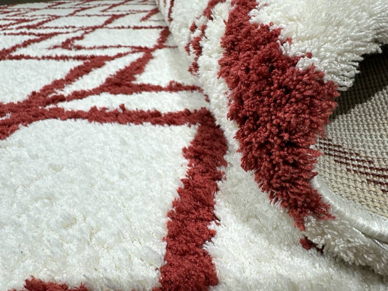 Milat Hali ковер 150x230 см, Gold Shaggy P128F White Red