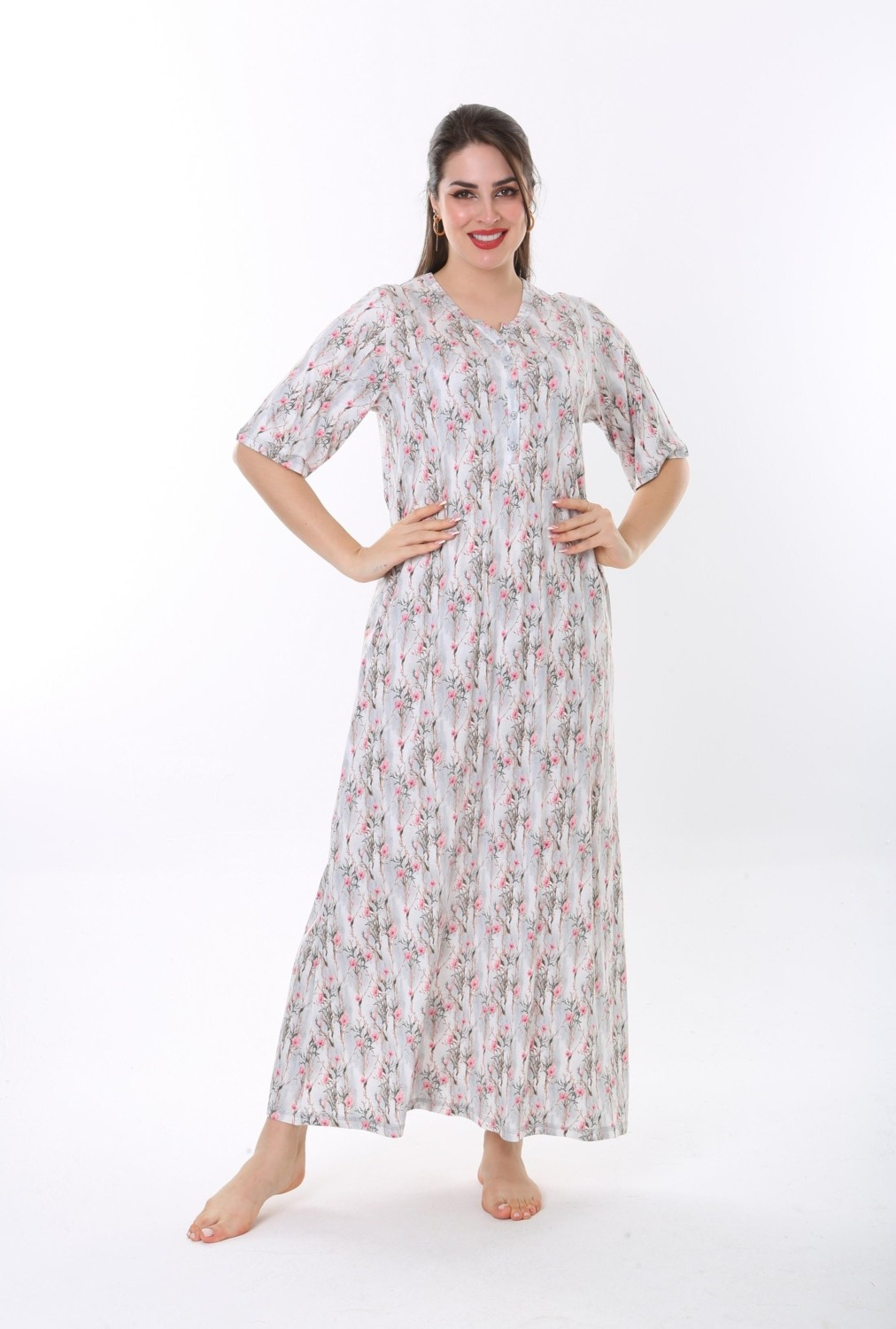 Женское длинное домашнее платье-ночная рубашка Etoile из бамбука 72619