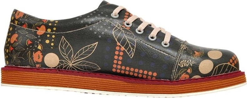 Женская обувь Dogo в дизайне с точками и листьями, напечатанная на веганском материале.