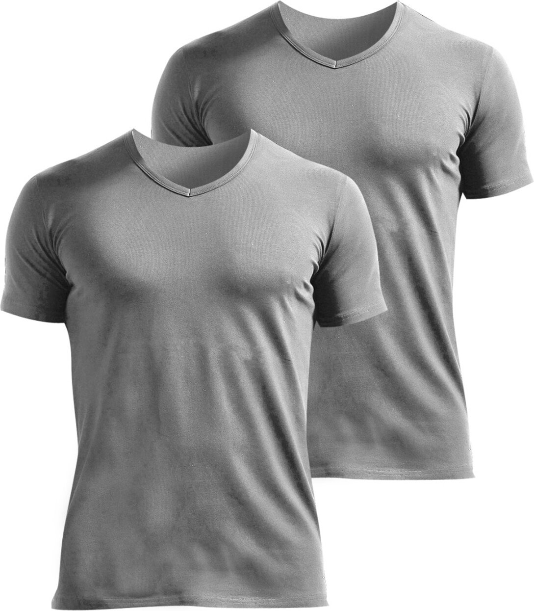 Мужская футболка с V-образным вырезом и короткими рукавами, 2 шт., из хлопка и лайкры, модель 1303.