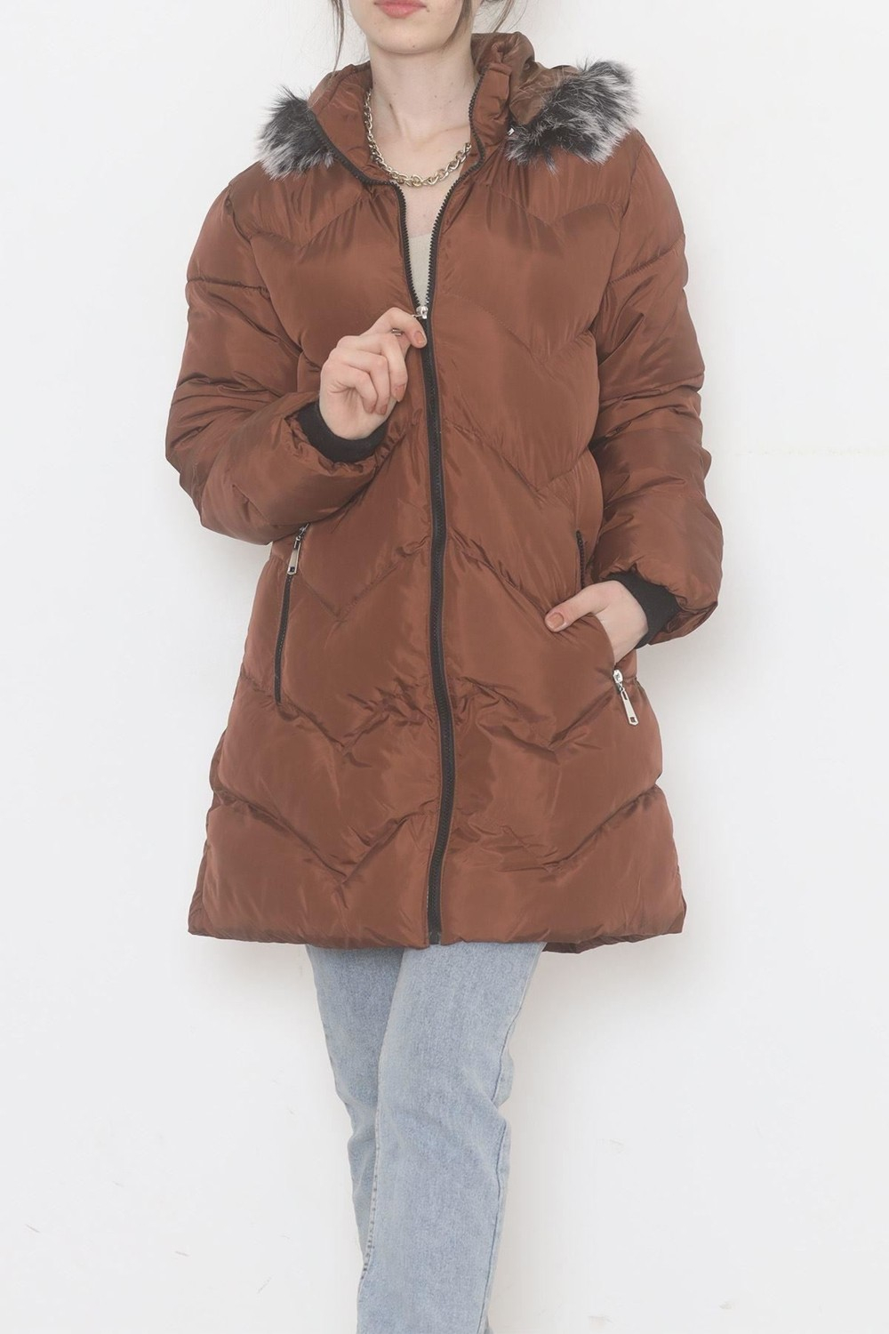 Пальто с капюшоном Civetta коричневое - 6114.1555.