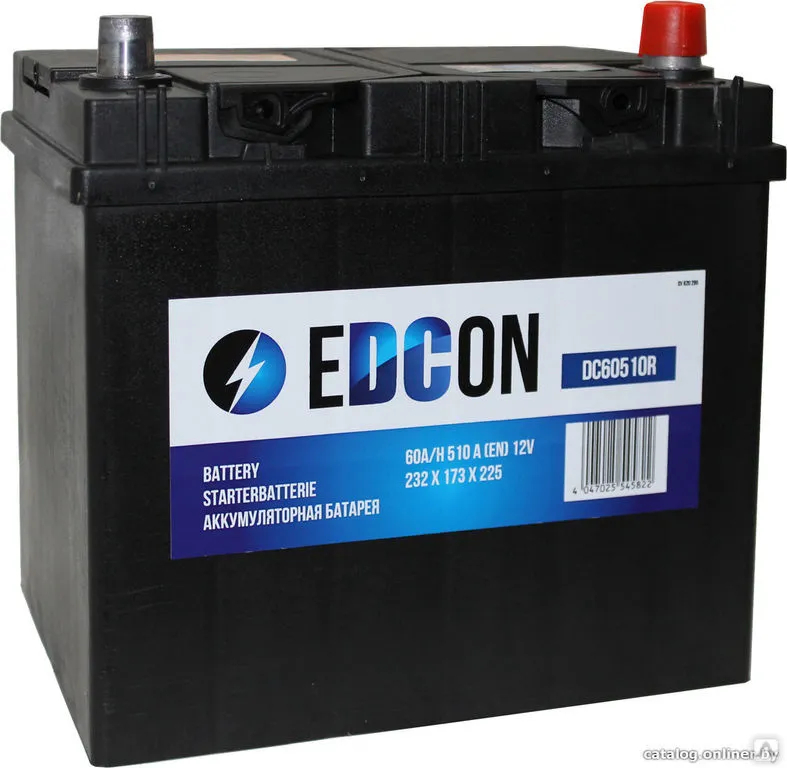Аккумулятор Edcon 60Ah "- +" (6CT-60AhL)
