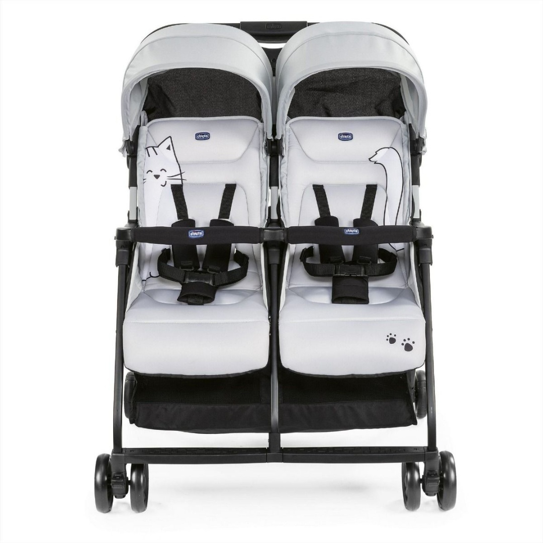 Коляска прогулочная для двойни Chicco Ohlala Twin Silver Cat