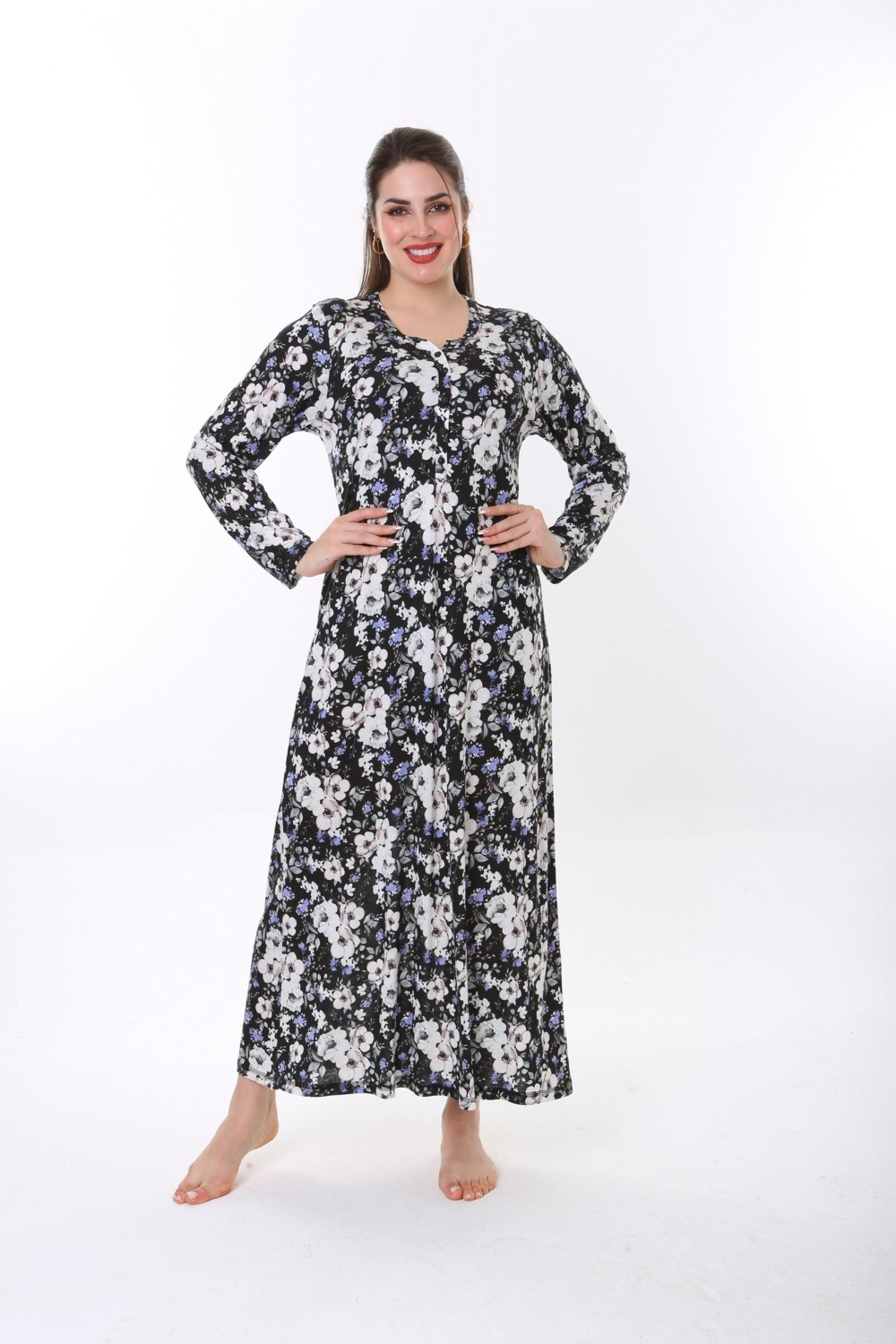 Женское длинное домашнее платье-ночная рубашка Etoile из бамбука 72712