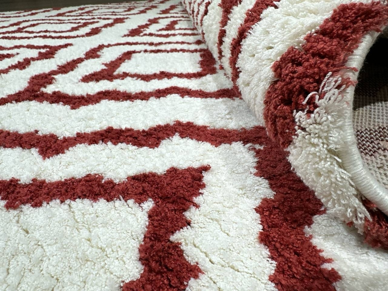 Milat Hali ковер 150x230 см, Gold Shaggy P127F White Red