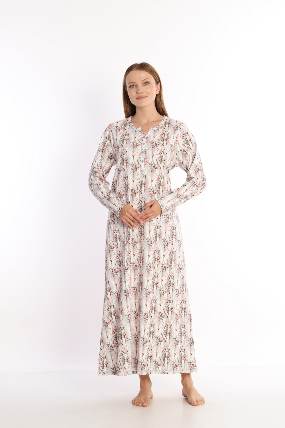 Женское хлопковое длинное домашнее платье-ночная рубашка Etoile