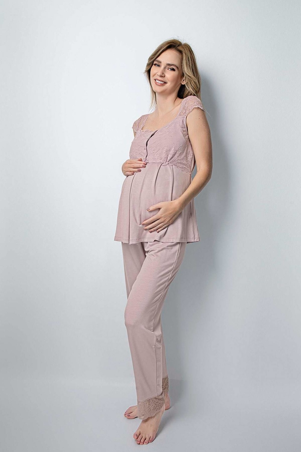 Ночная пижама Monamise 18441 для беременных и послеродового периода - меховая