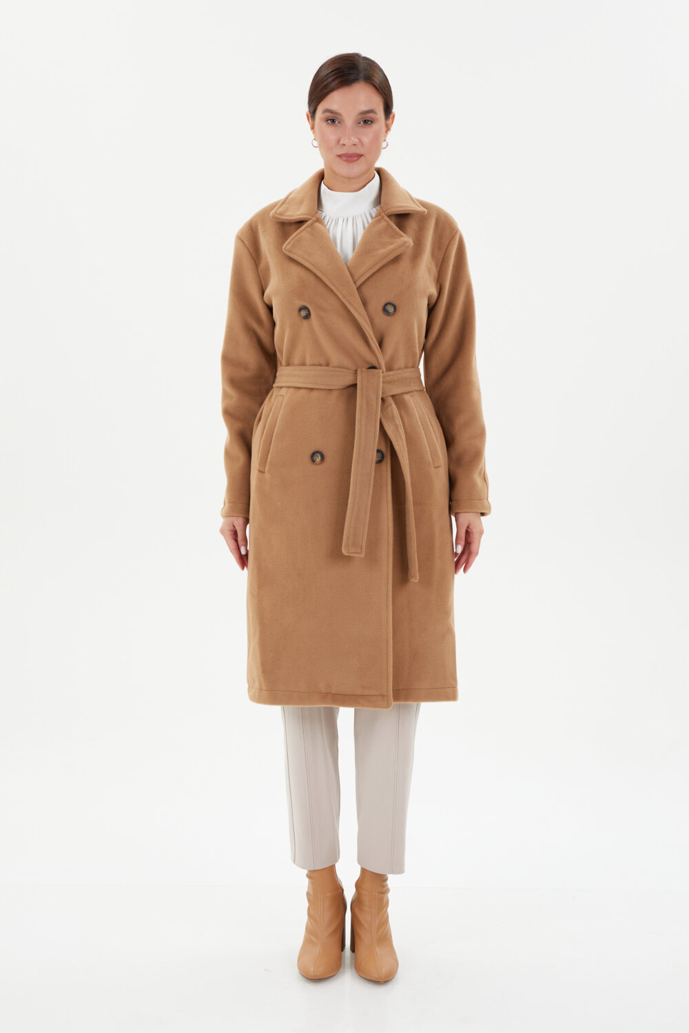 Пальто женское Brendon коричневое 22W24001507