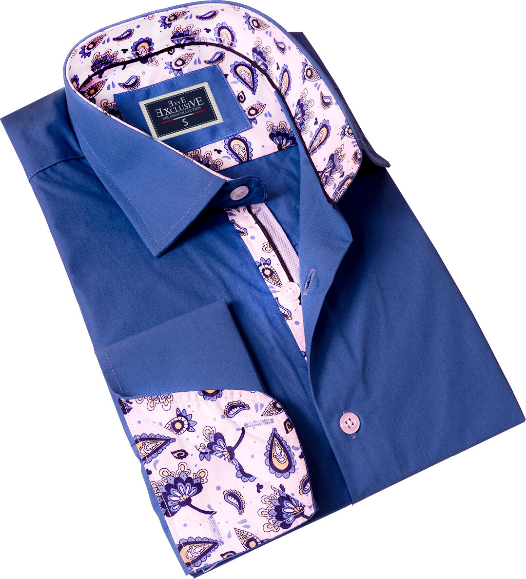 Эксклюзивная рубашка Exve с деталями в виде воротника и французскими манжетами в темно-синем цвете с манжетными пуговицами в подарочной картонной коробке.