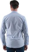 Эксклюзивная белая рубашка для мужчин из хлопка с узором на голубом фоне, приталенная.