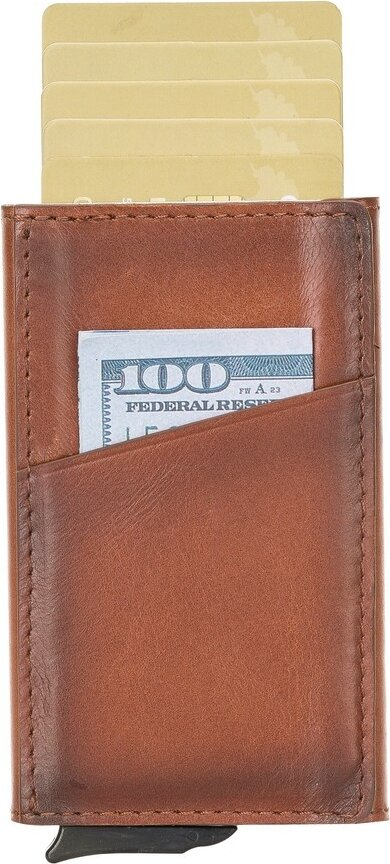 Torres Leather Mechanism Card Holder RST2EF Tan