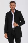 Мужское черное узкое шерстяное пальто с воротником рубашки Cachet от Mero Life