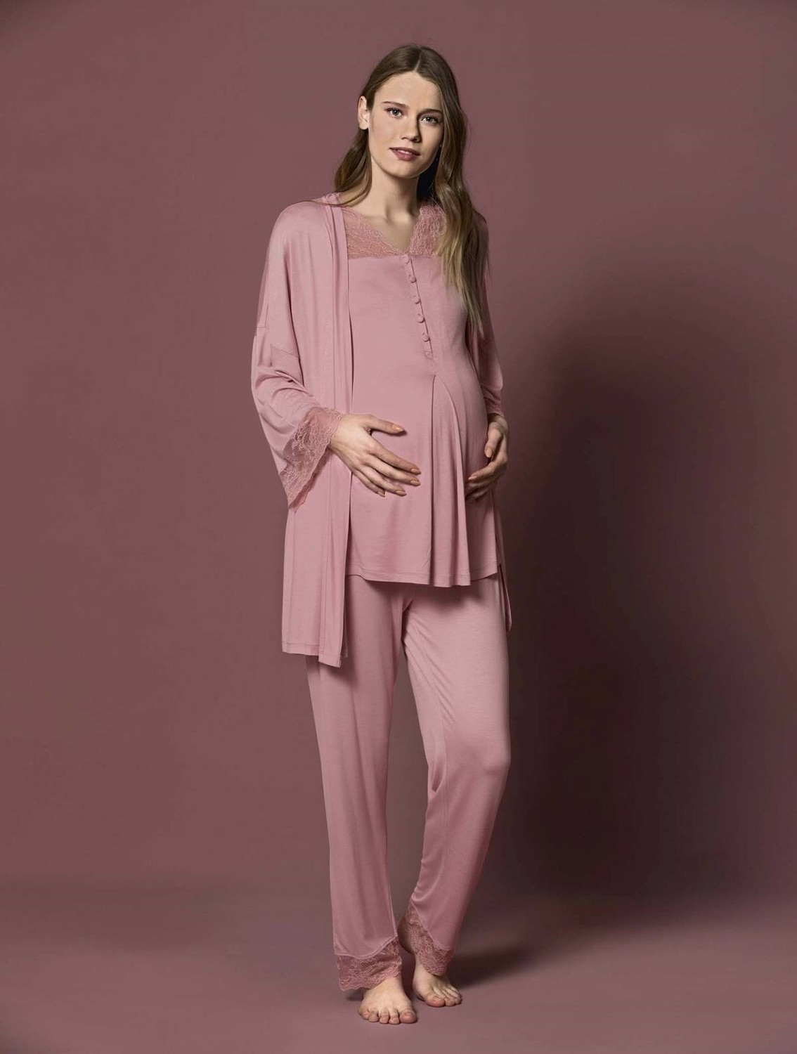 Пижамный комплект Monamise 19217 для беременных после родов - Розовый