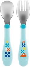 Набор Chicco MetalCutlery (ложка,вилка), 18м+, голубой