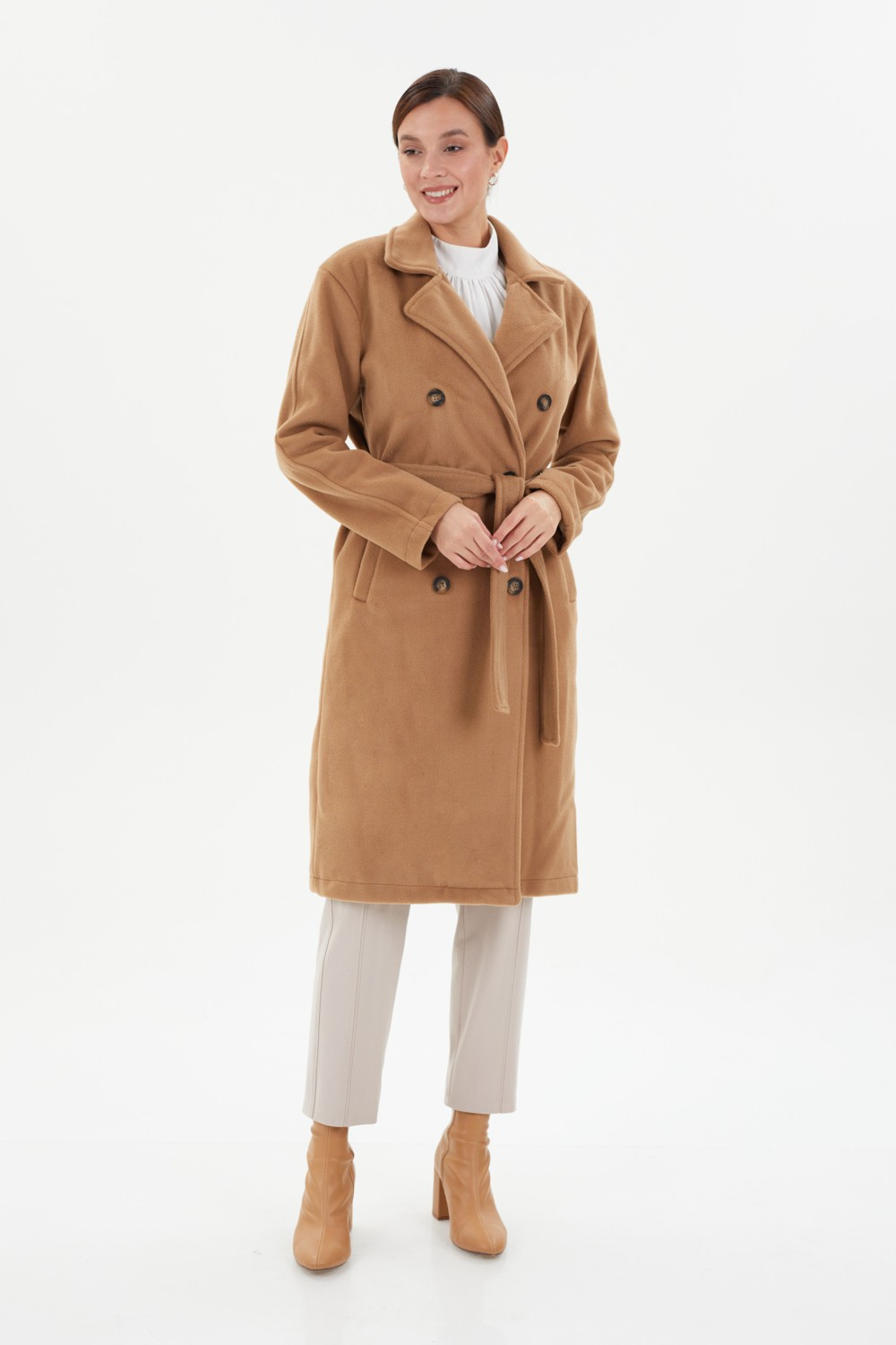 Пальто женское Brendon коричневое 22W24001507