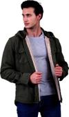 Эксклюзивная хаки куртка-рубашка с капюшоном для зимнего лесоруба с шерстью внутри