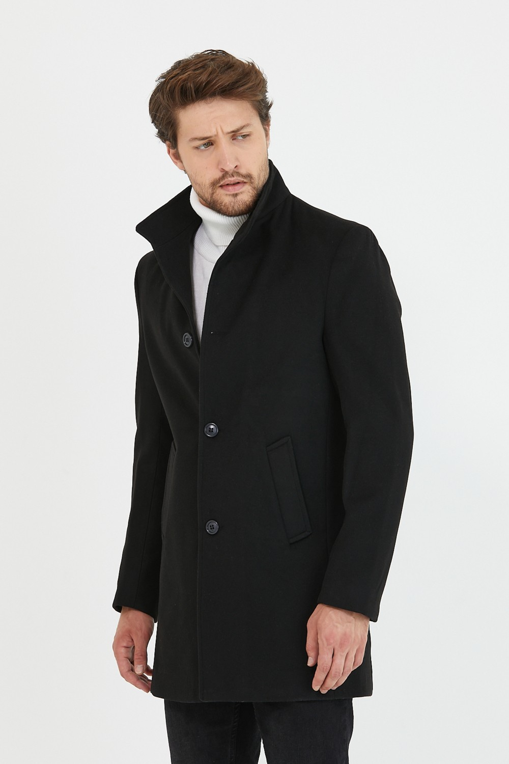 Пальто Mero Life для мужчин светло-серого цвета с воротником-стойкой