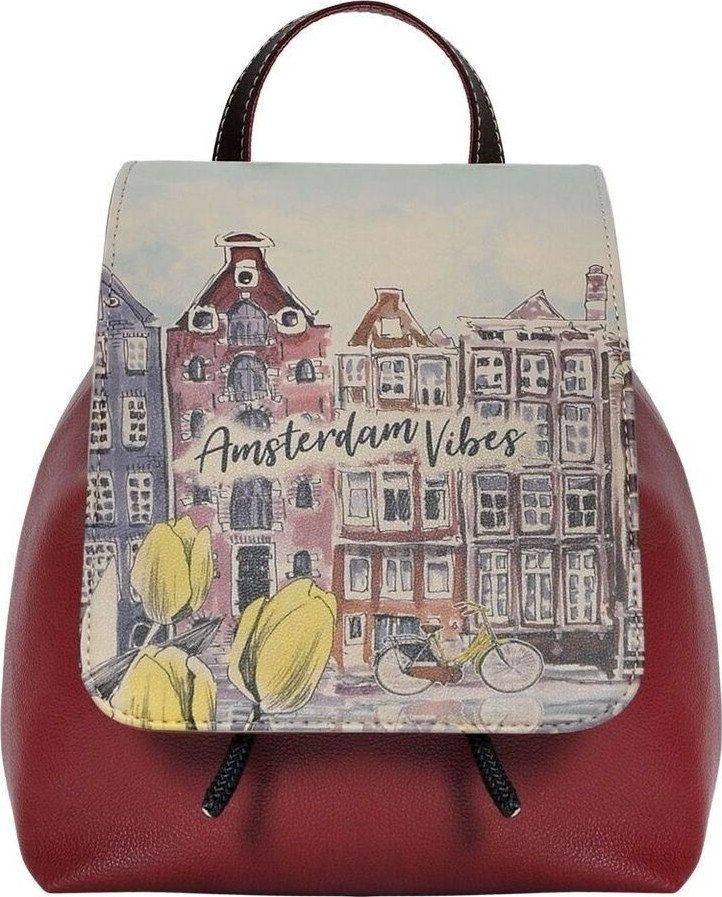 Женский рюкзак из веганской кожи Dogo красного цвета - дизайн "Амстердамские вибрации"