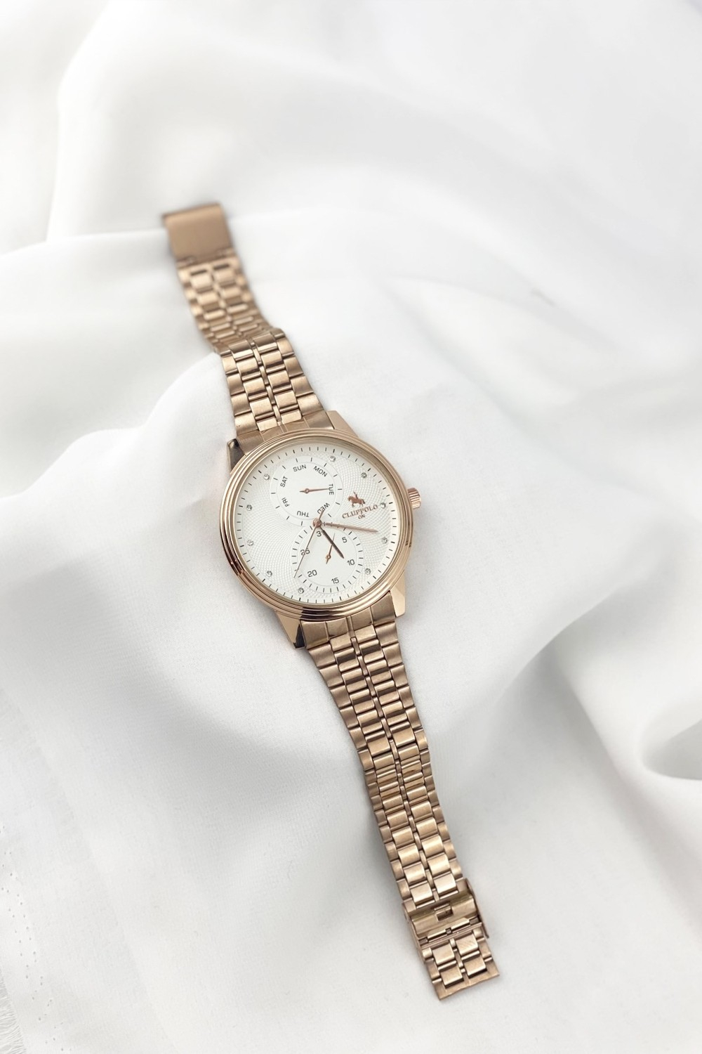 Аксессуары ÇLK Мужские часы с розовым камнем и белым циферблатом TRSAAT10226 SAATX312503X