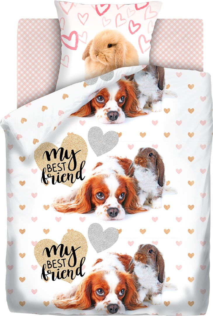 Комплект полутораспальный HOMY Puppy and Bunny, поплин