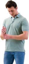 Exve Exclusive Green Green Polo Neck Short Sleeve Cotton Slim Fit T-Shirt with White Polka Dots