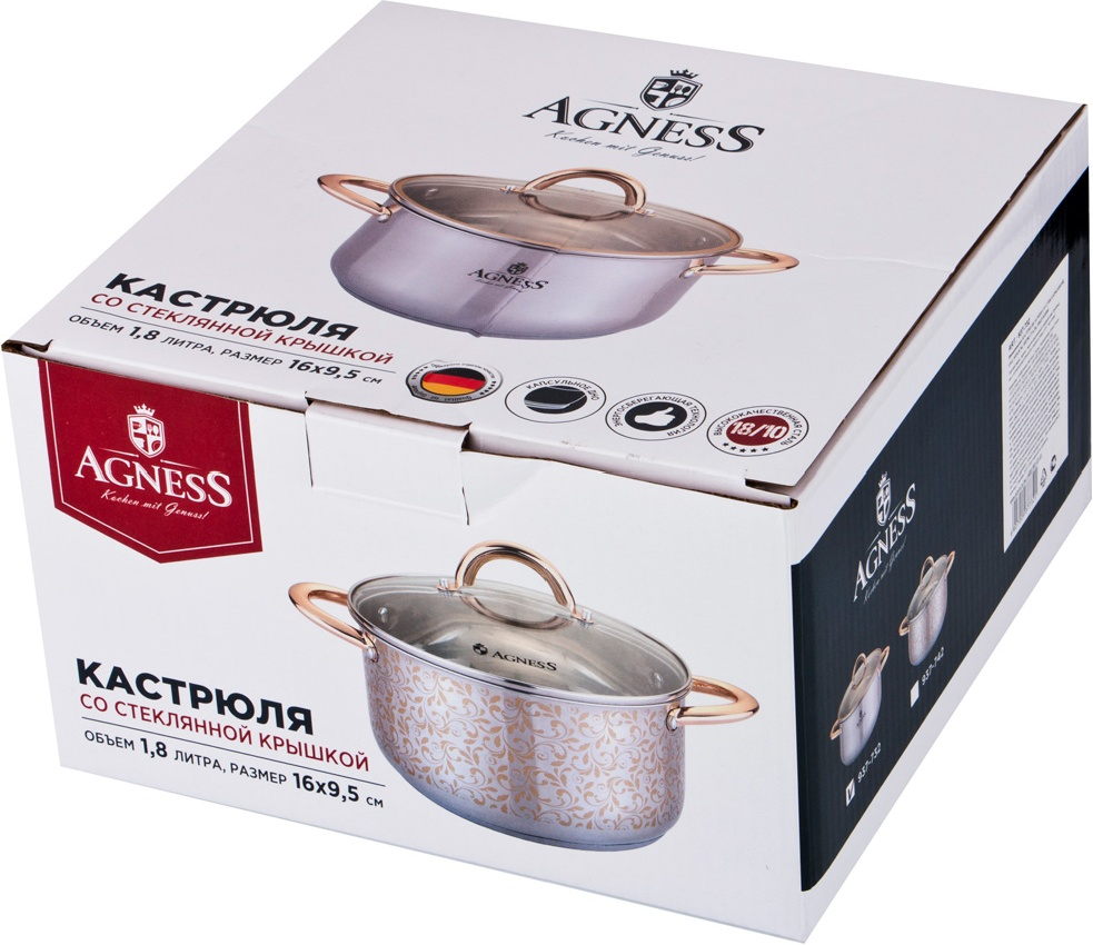 Agness кастрюля 937-742 сталь 1.8 л