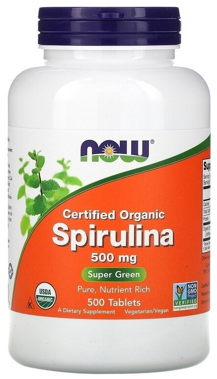 NOW Spirulina 500 мг, 500 таб.