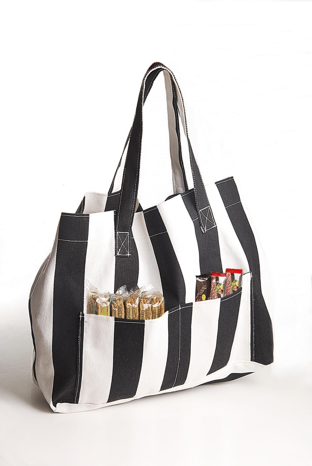 Женская холстовая сумка Himarry с двумя карманами для пляжа черного цвета.