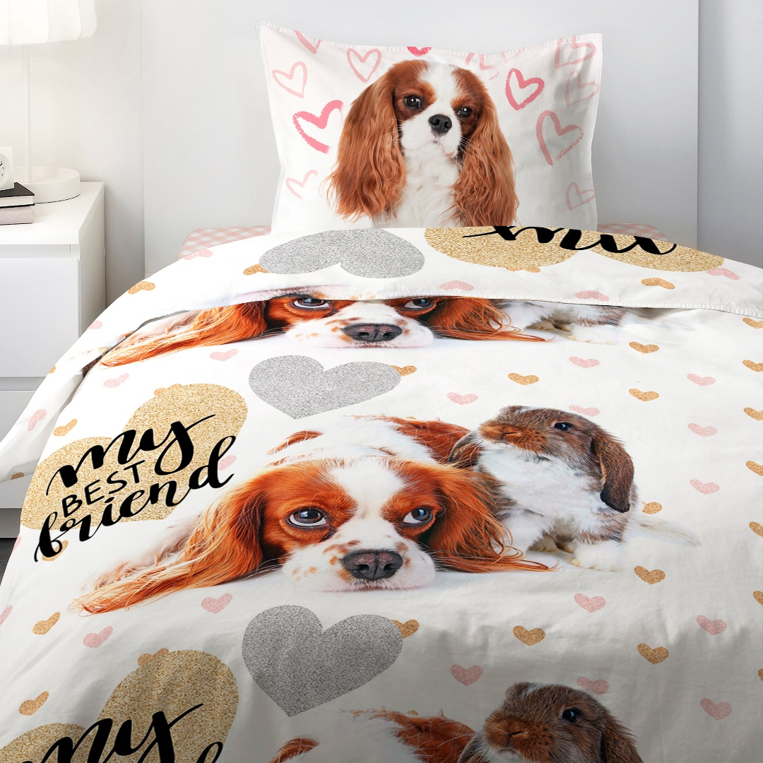 Комплект полутораспальный HOMY Puppy and Bunny, поплин