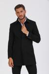 Мужское черное узкое шерстяное пальто с воротником рубашки Cachet от Mero Life