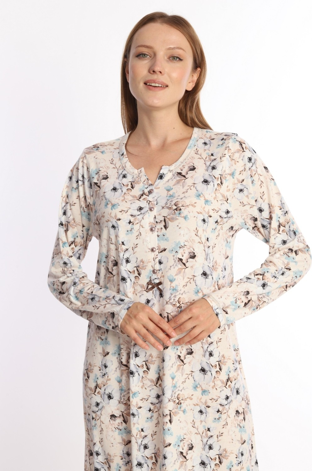 Женская ночная сорочка с длинным рукавом из 100% хлопка Etoile