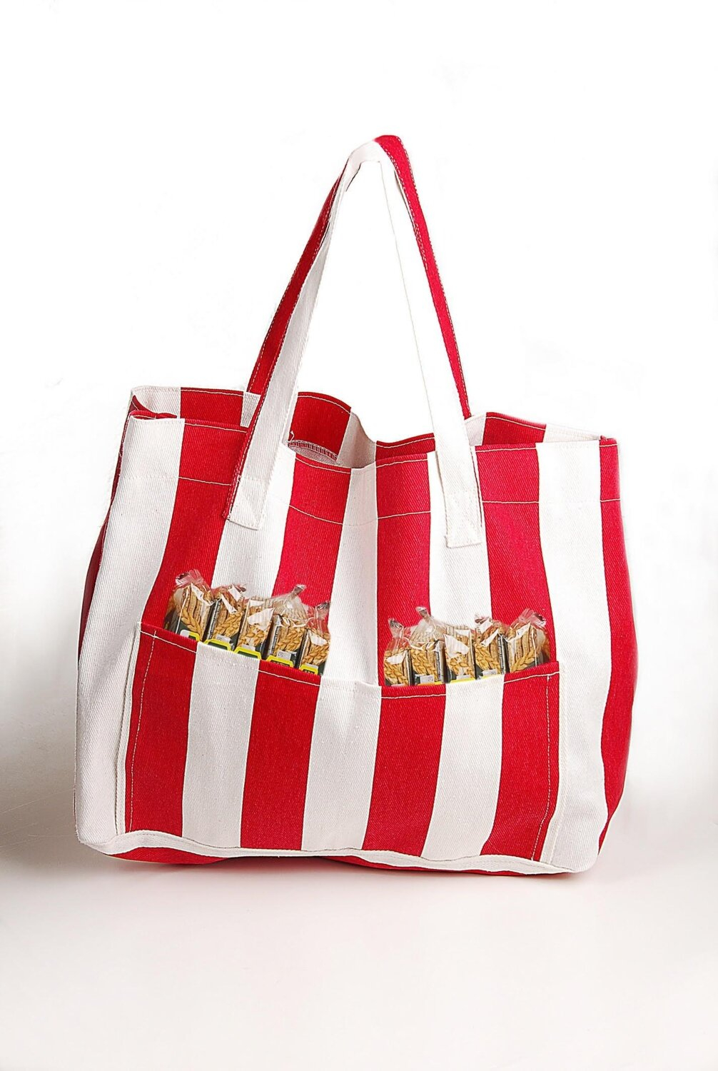 Женская холстовая сумка для пляжа Himarry с двумя карманами красного цвета