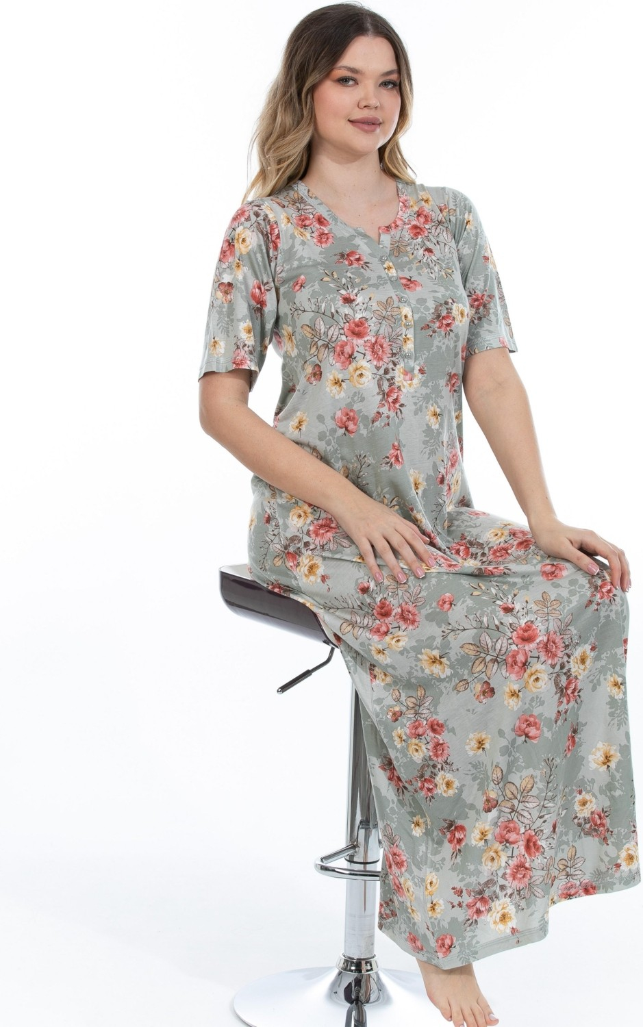 Женское длинное домашнее платье-ночная рубашка Etoile из бамбука