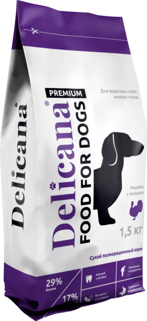 ProРацион Delicana сух.д/собак мелких пород индейка с овощами 1,5 кг