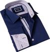 Французская рубашка Exve Exclusive с геометрическим узором бежевого на коричневом с двойными манжетами и запонками в подарочной картонной коробке.