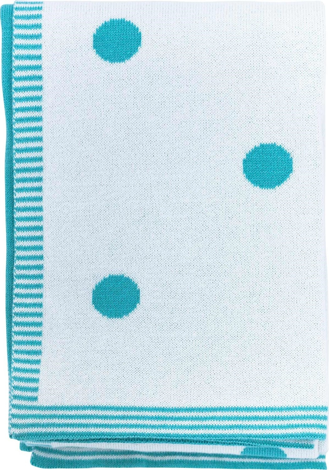 Детское одеяло Boumini в горошек, двухцветное бирюзовое и белое, 70 х 90 см