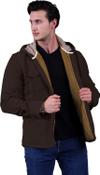 Эксклюзивная куртка-рубашка для зимнего лесоруба Exve цвета каштан с однотонным капюшоном и мехом из шерсти внутри.