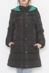 Пальто с капюшоном Civetta черно-зеленое - 5143.1555.