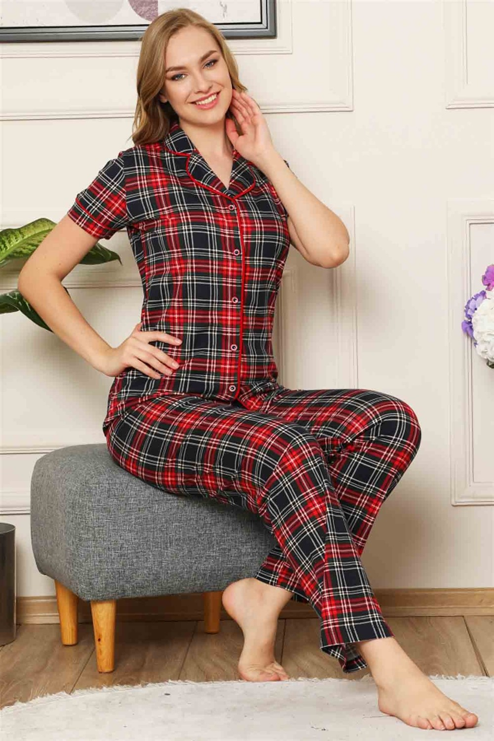 Пижама женская Farya Home 2XL Красный черный