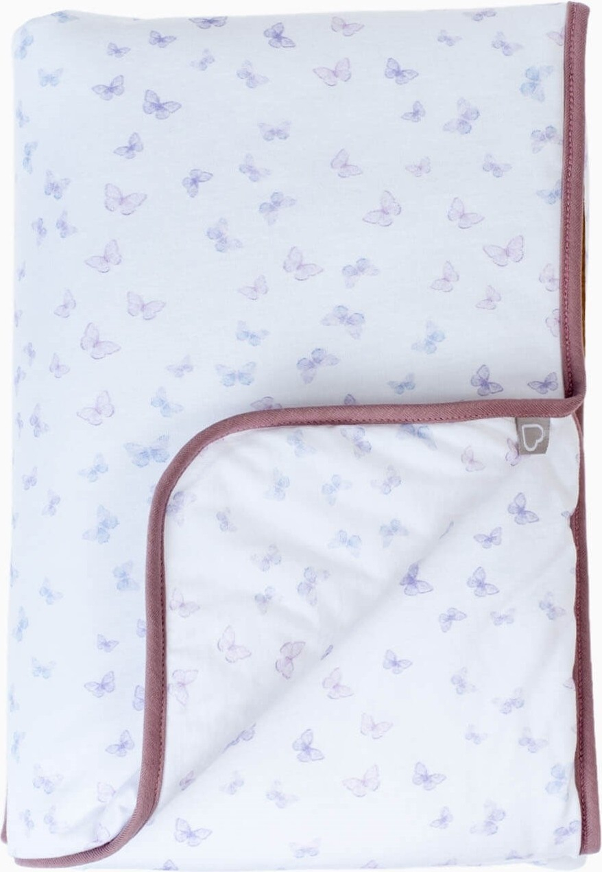 Зимний одеял из хлопка для девочек Boumini с наполнителем из волокон, двусторонний с бабочками.