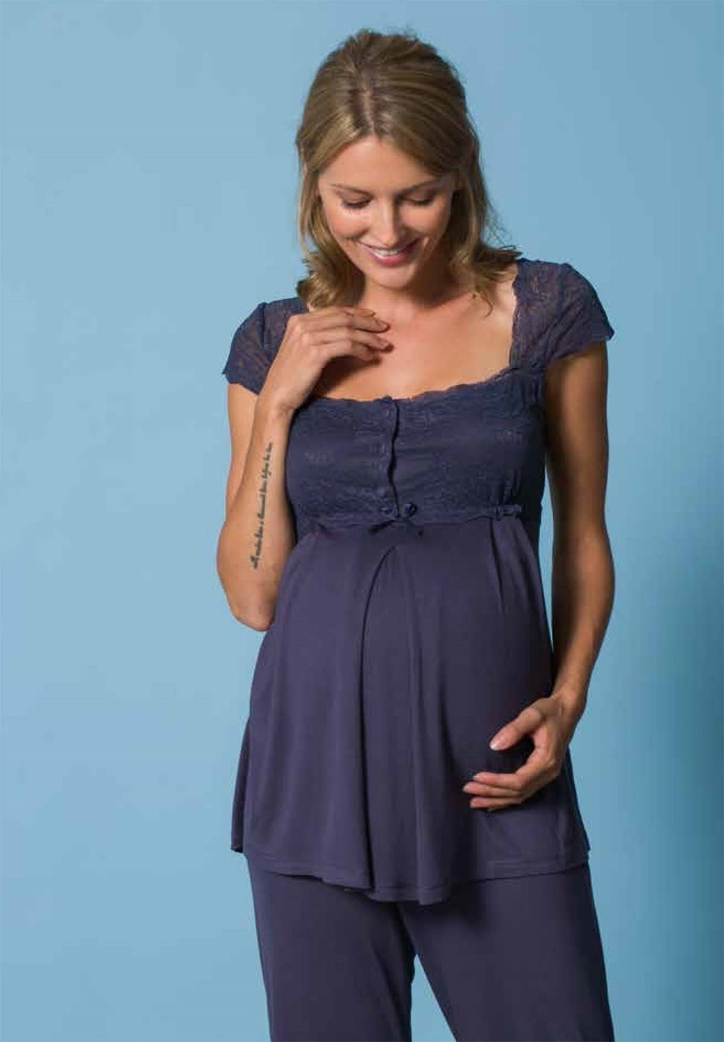 Пижамный комплект Monamise 18211 для беременных после родов - Темно-синий