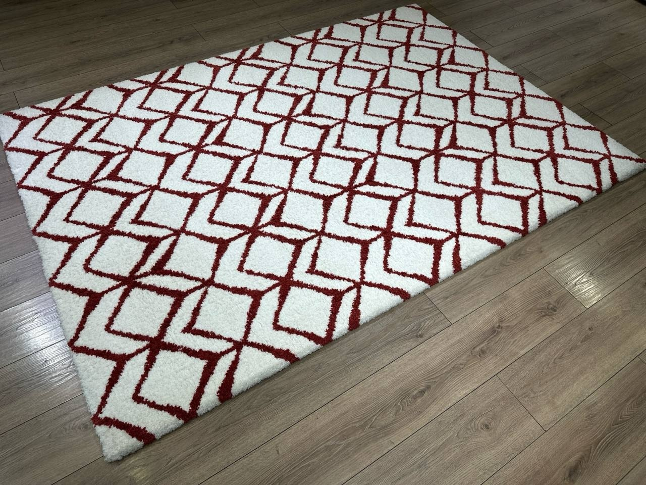 Milat Hali ковер 150x230 см, Gold Shaggy P128F White Red