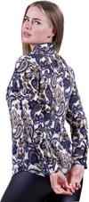 Женская рубашка Exve Exclusive с узором пейсли бежевого, темно-синего и коричневого цветов из вискозы.