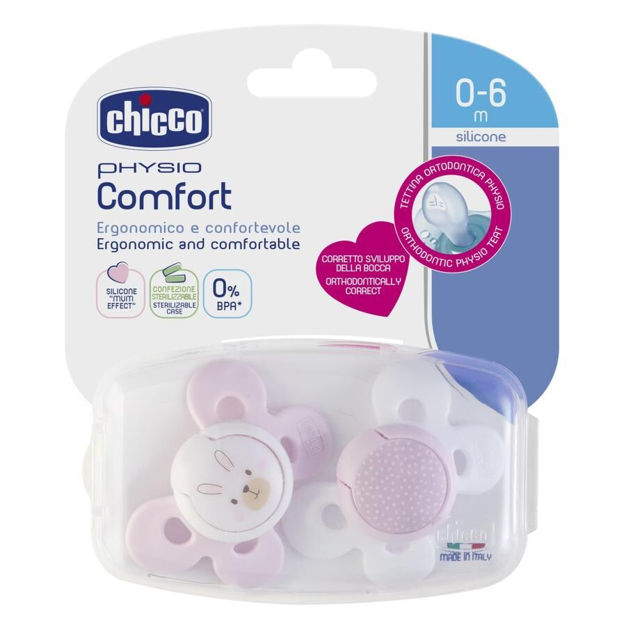 Пустышка Chicco Physio Comfort 0+ 2шт розовая