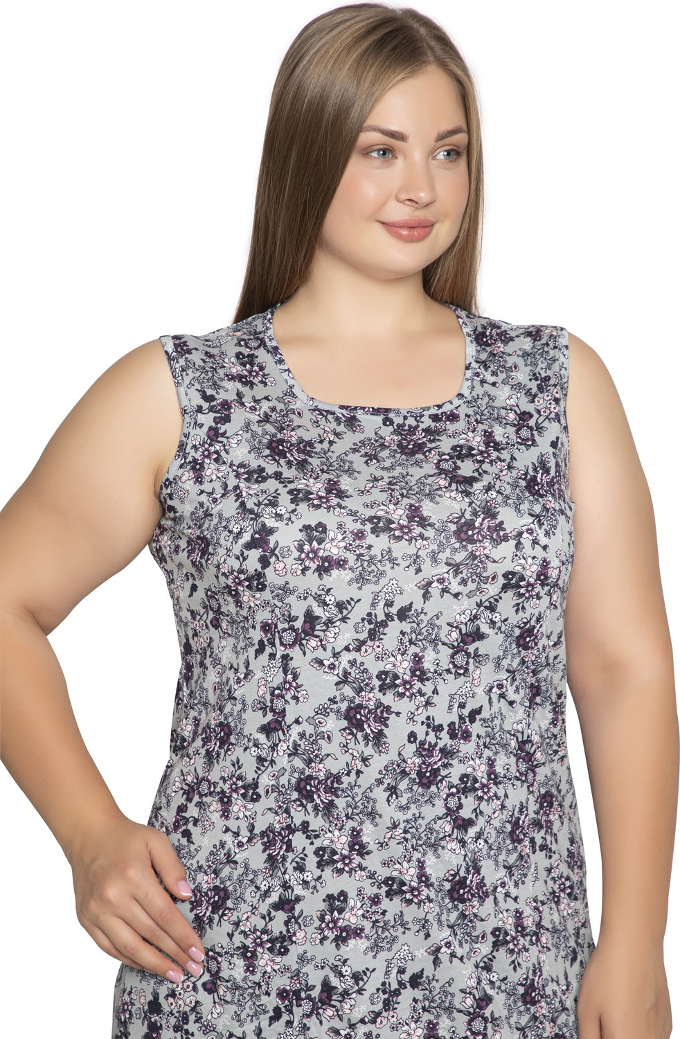 Женская ночная сорочка-туника из модала с коротким рукавом / плюс размер